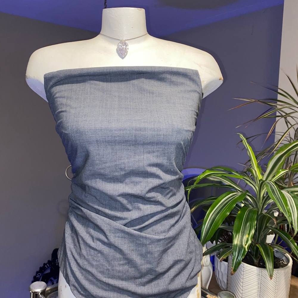 💙 Zara BNWT Elegant Strapless Gray Body Suit - Picture 2 of 11